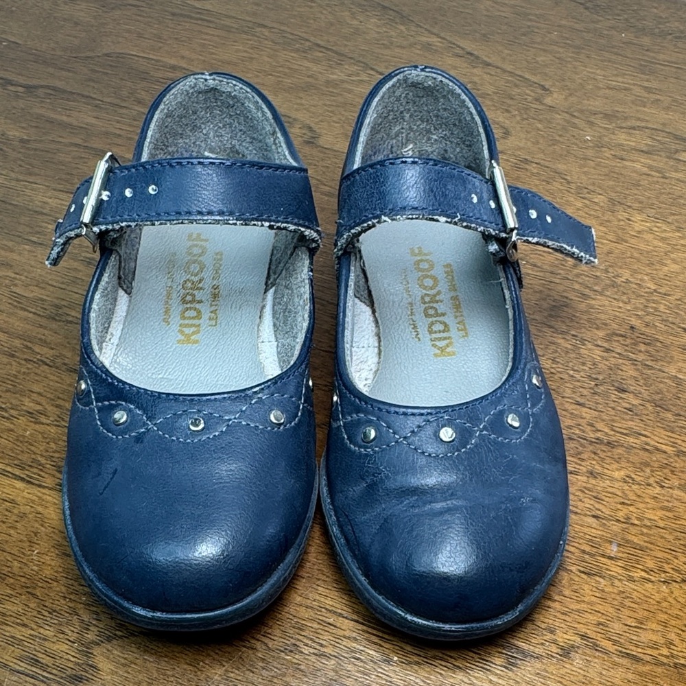 Jumping Jacks Kidproof Navy Blue Leather Mary Jane School Shoes, Toddler Girls 6